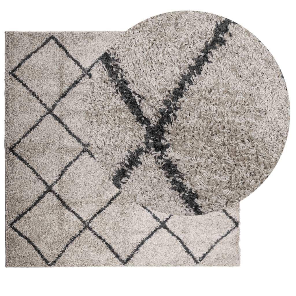 Vloerkleed Pamplona Shaggy Hoogpolig Beige En Antraciet