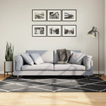 Vloerkleed Shaggy Hoogpolig Modern Zwart En Crème