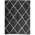 Vloerkleed Shaggy Hoogpolig Modern Zwart En Crème