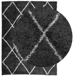 Vloerkleed Shaggy Hoogpolig Modern Zwart En Crème