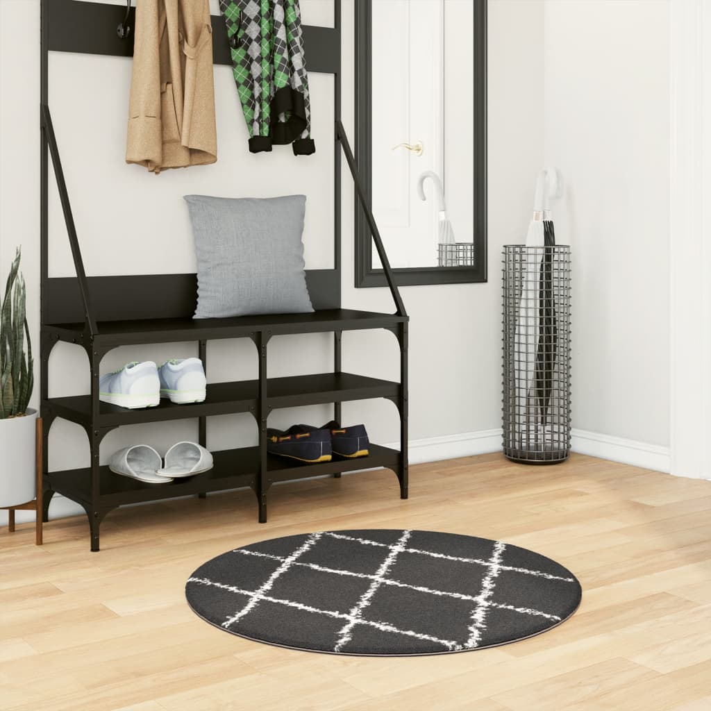 Vloerkleed Shaggy Hoogpolig Modern Zwart En Crème