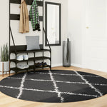 Vloerkleed Shaggy Hoogpolig Modern Zwart En Crème