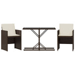 3-Delige Bistroset Met Kussens Poly Rattan Bruin