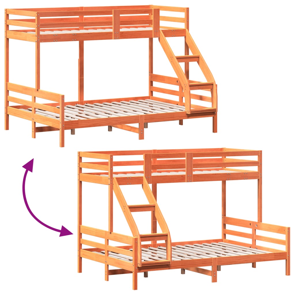 Stapelbed Massief Grenenhout 90X200/140X200 Cm