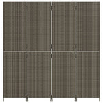 Kamerscherm 4 Panelen Poly Rattan Grijs