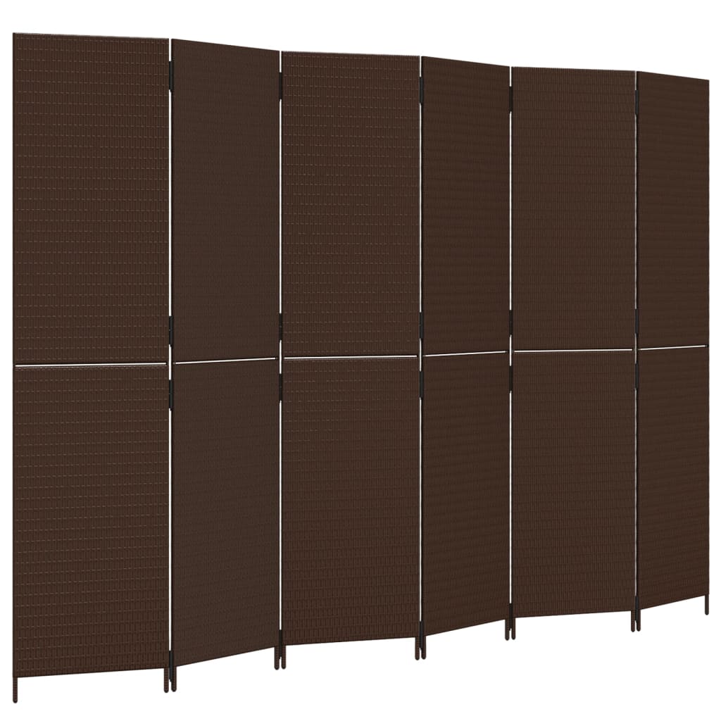 Kamerscherm 6 Panelen Poly Rattan Bruin