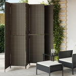 Kamerscherm 4 Panelen Poly Rattan Grijs