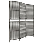 Kamerscherm 3 Panelen Poly Rattan Grijs