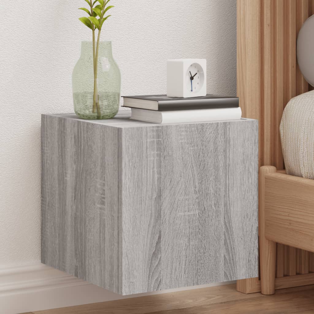 Tv-Wandmeubel Met Led-Verlichting Grijs Sonoma