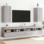 Tv-Wandmeubel Met Led-Verlichting Grijs Sonoma
