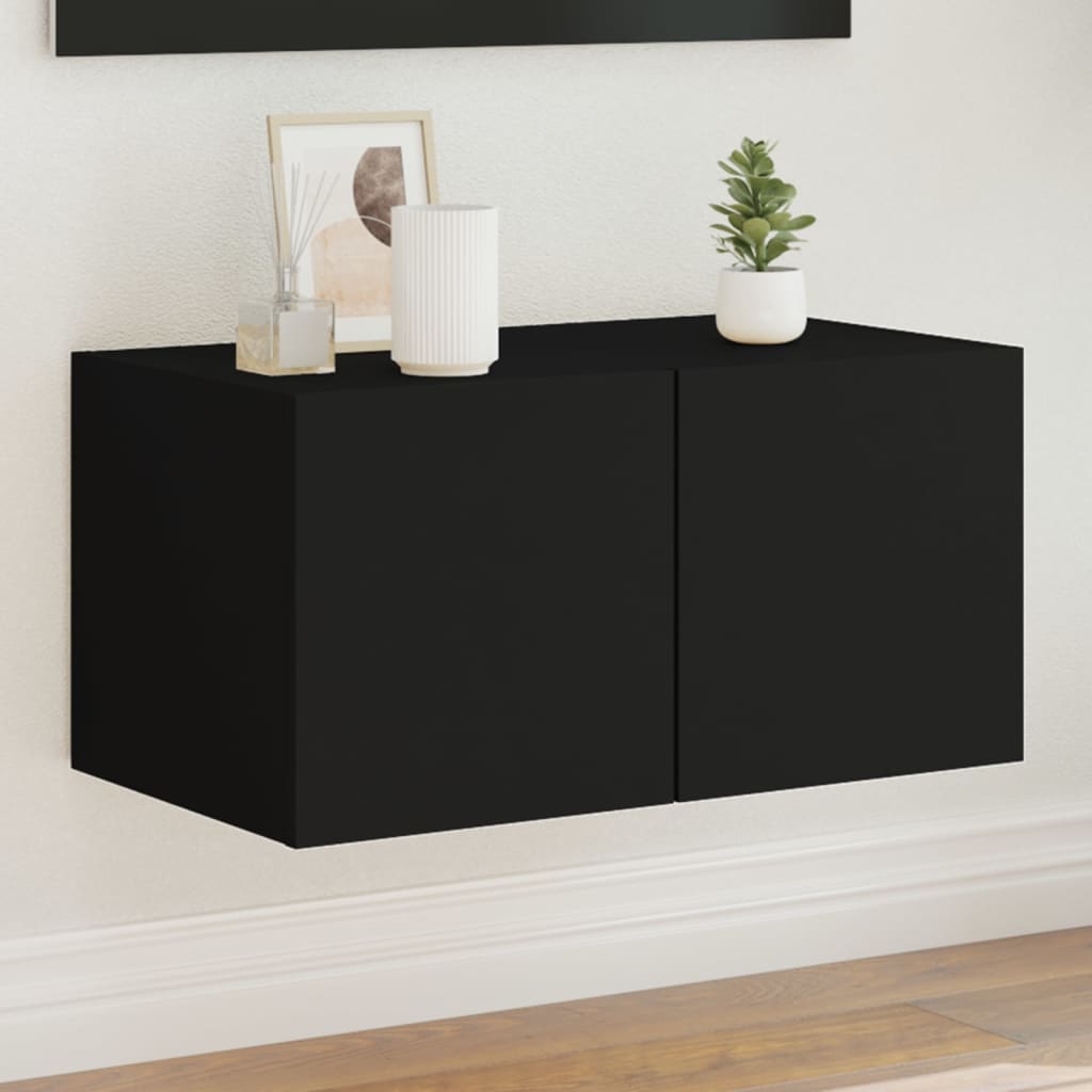 Tv-Wandmeubel Met Led-Verlichting Zwart