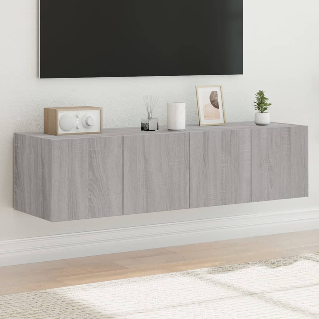 Tv-Wandmeubel Met Led-Verlichting Grijs Sonoma