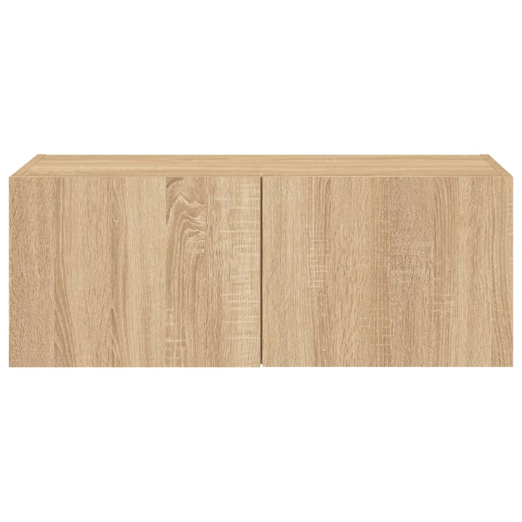 Tv-Wandmeubel Met Led-Verlichting Kleur Sonoma Eiken