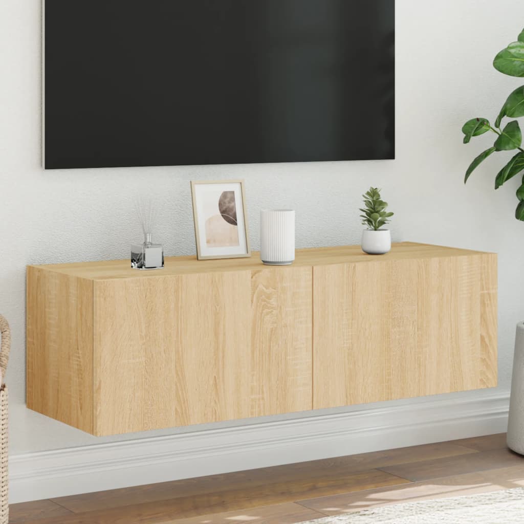 Tv-Wandmeubel Met Led-Verlichting Kleur Sonoma Eiken