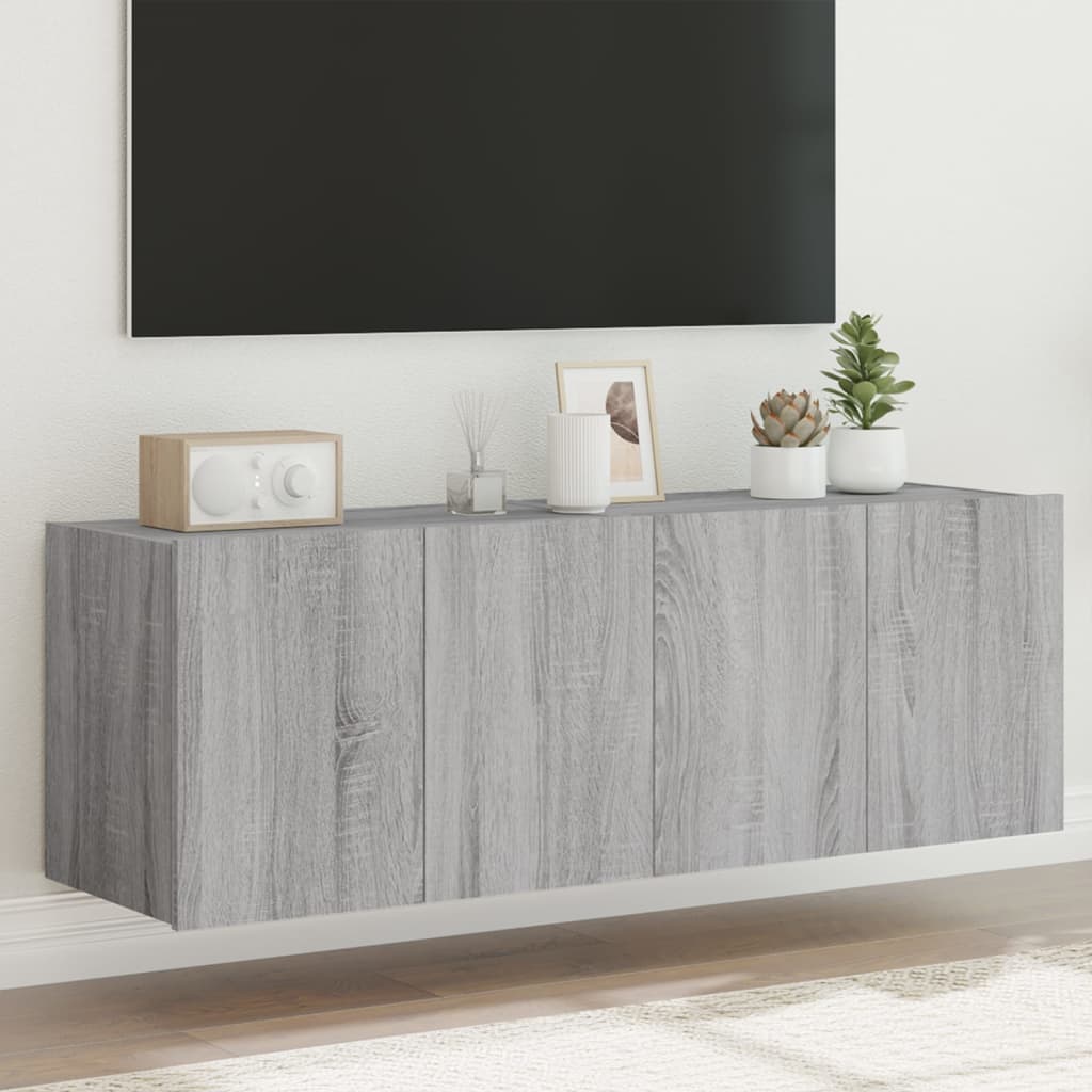 Tv-Wandmeubel Met Led-Verlichting Grijs Sonoma