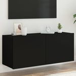 Tv-Wandmeubel Met Led-Verlichting Zwart