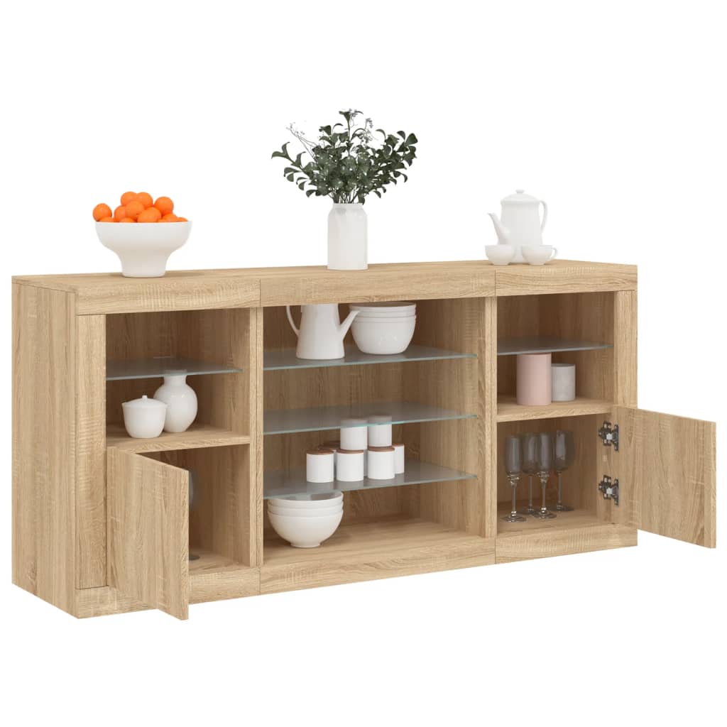 Dressoir Met Led-Verlichting 142,5X37X67 Cm