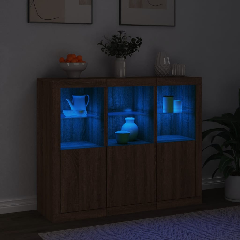 Dressoirs Met Led-Verlichting Bewerkt Hout Bruineikenkleur