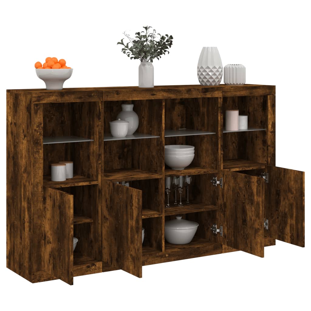 Dressoirs Met Led-Verlichting Bewerkt Hout Bruineikenkleur