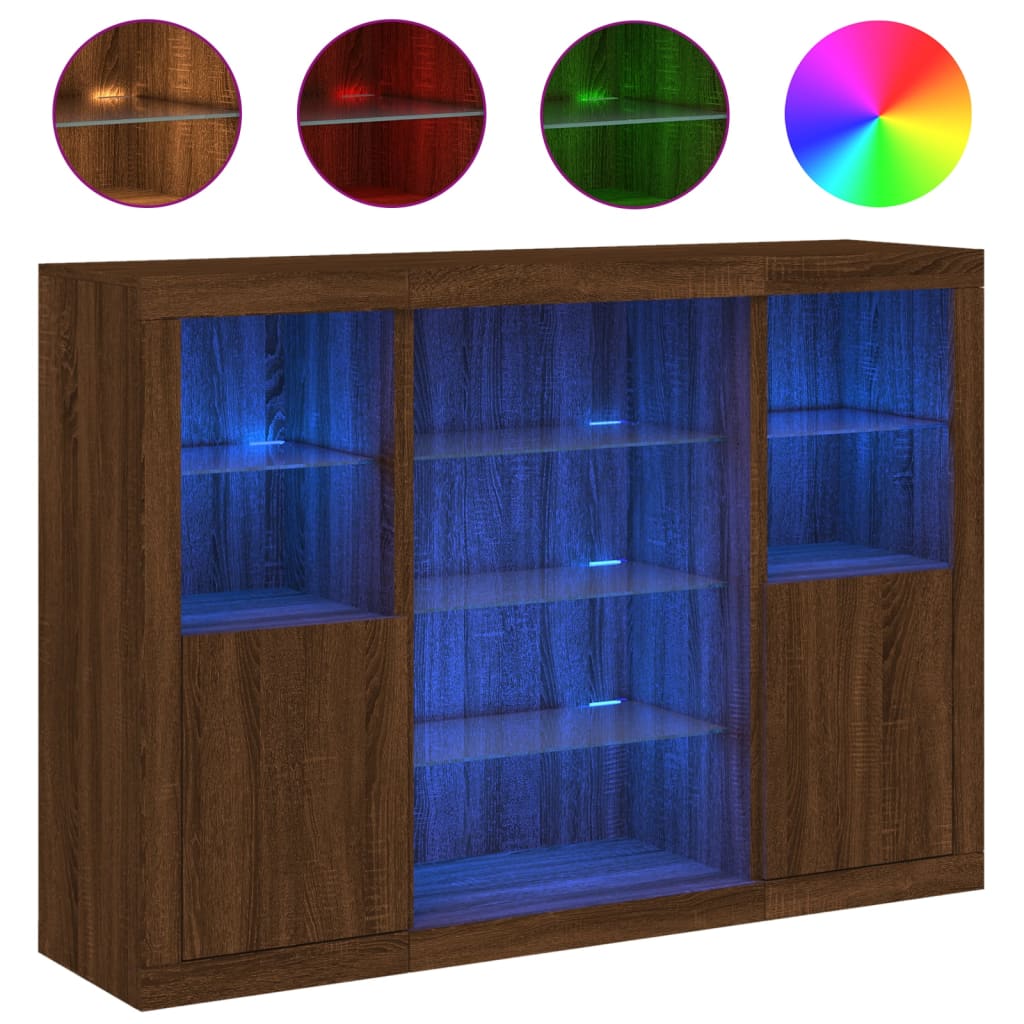 Dressoirs Met Led-Verlichting Bewerkt Hout Bruineikenkleur