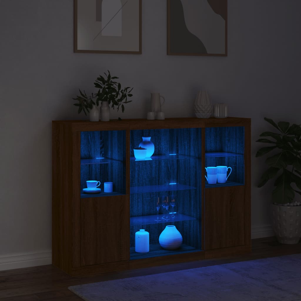 Dressoirs Met Led-Verlichting Bewerkt Hout Bruineikenkleur
