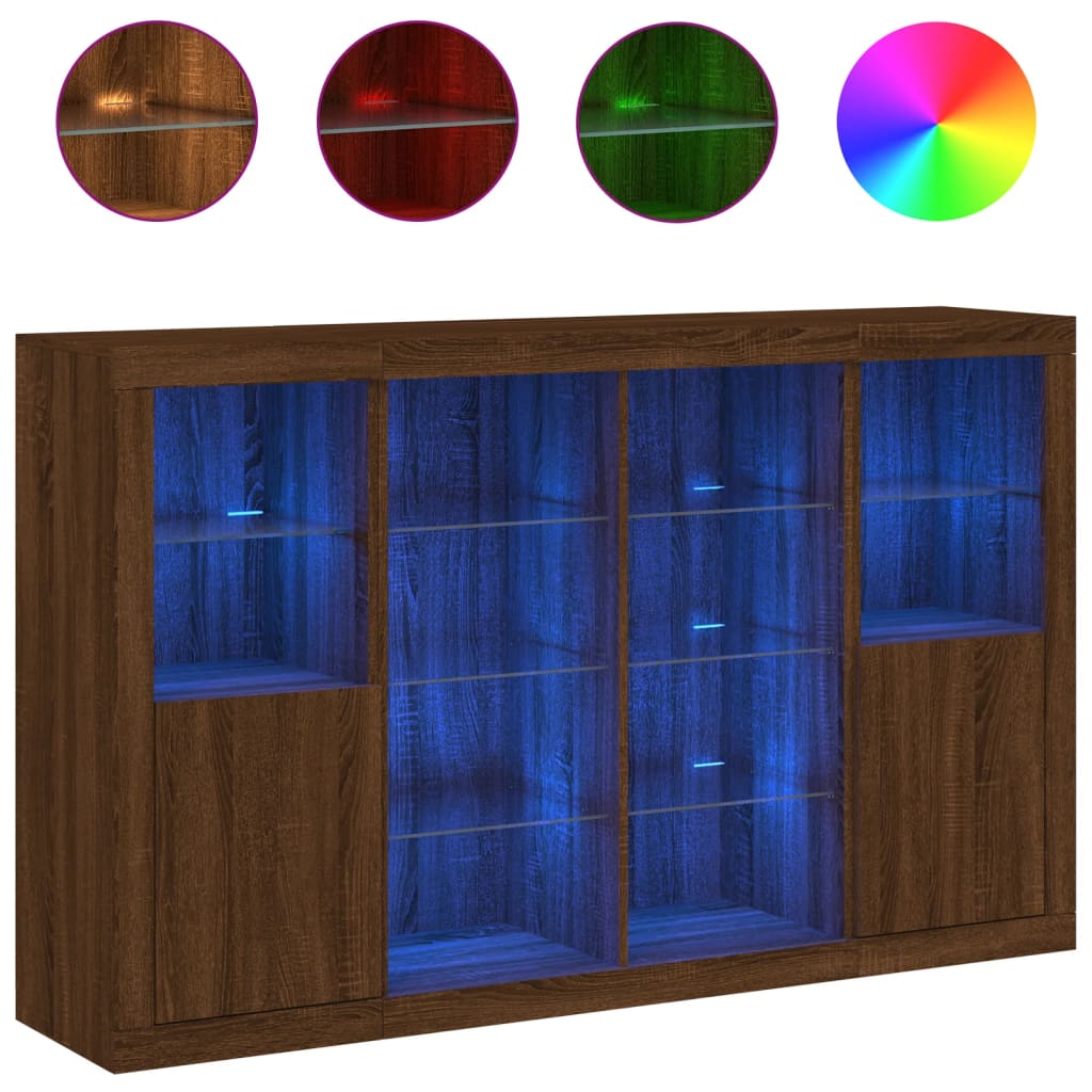 Dressoirs Met Led-Verlichting Bewerkt Hout Bruineikenkleur