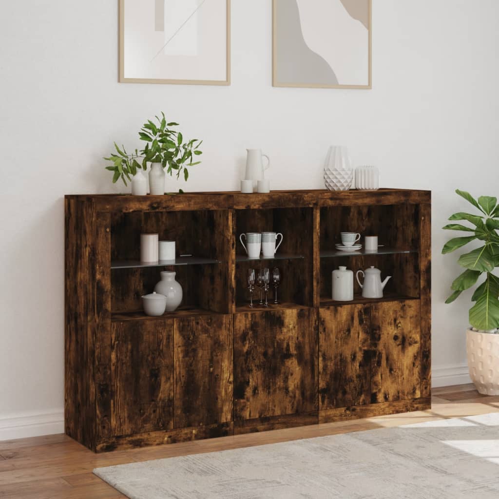 Dressoir Met Led-Verlichting 162X37X100 Cm Kleurig