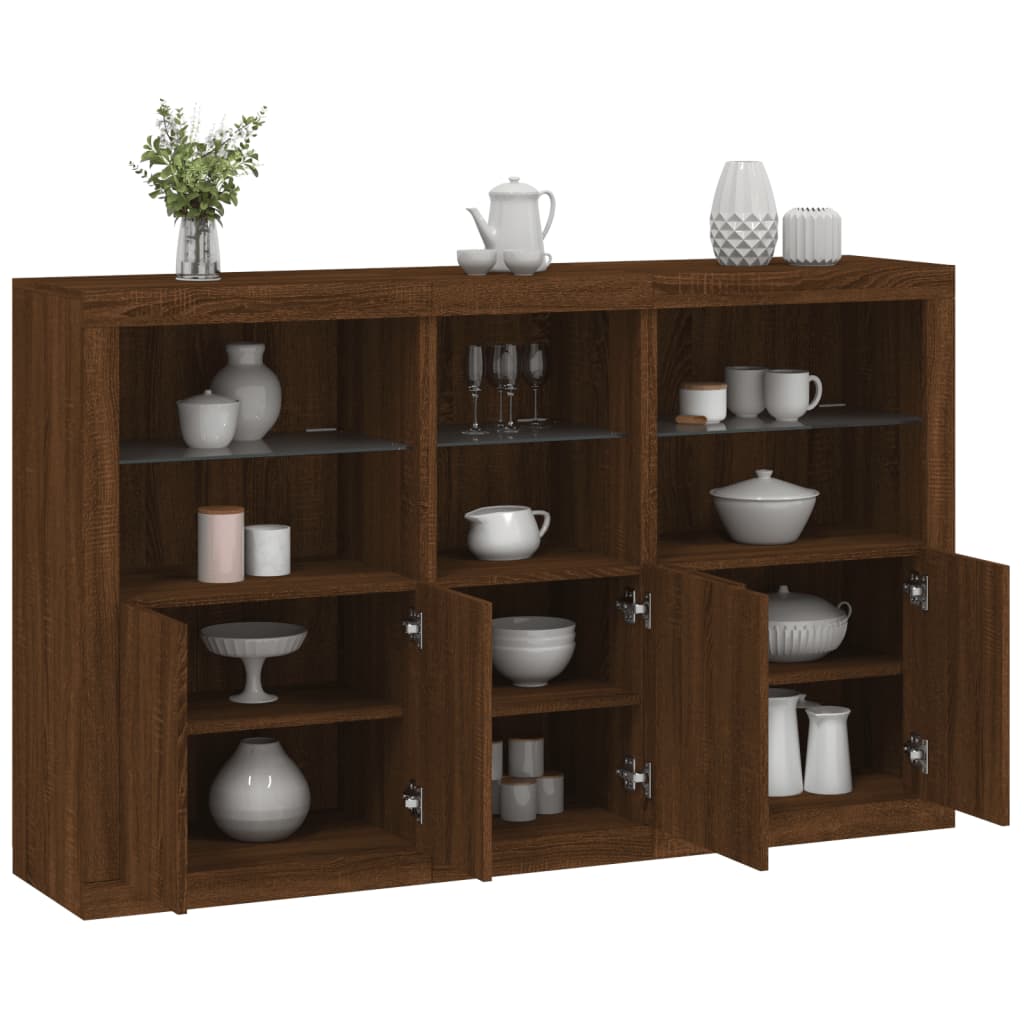 Dressoir Met Led-Verlichting 162X37X100 Cm Kleurig