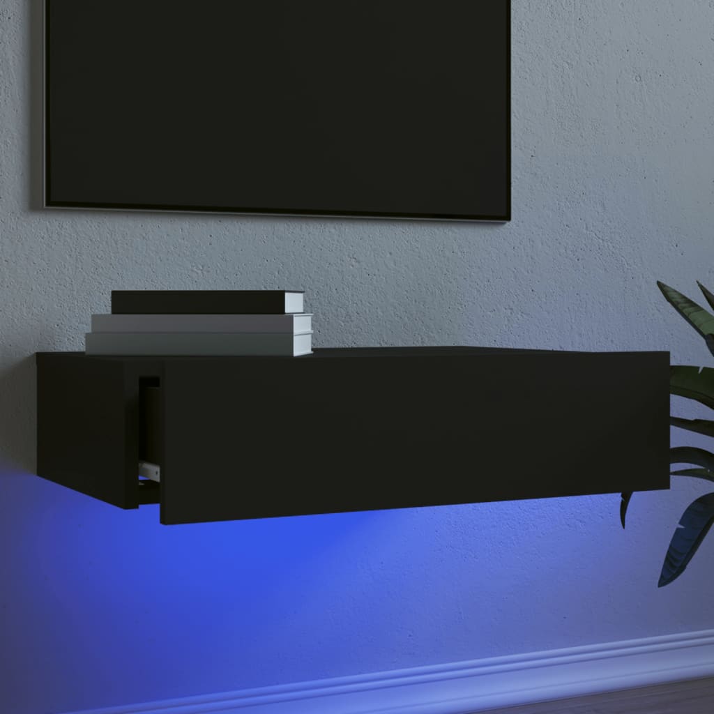 Tv-Meubel Met Led-Verlichting 60X35X15,5 Cm Zwart