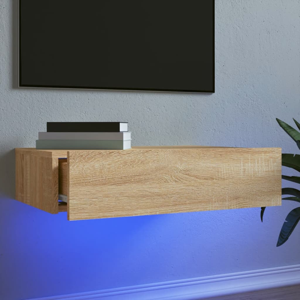 Tv-Meubel Met Led-Verlichting 60X35X15,5 Cm Kleurig Sonoma Eiken