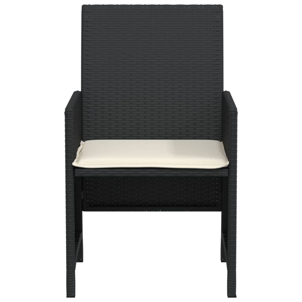 3-Delige Bistroset Met Kussens Poly Rattan Zwart