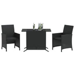 3-Delige Bistroset Met Kussens Poly Rattan Zwart