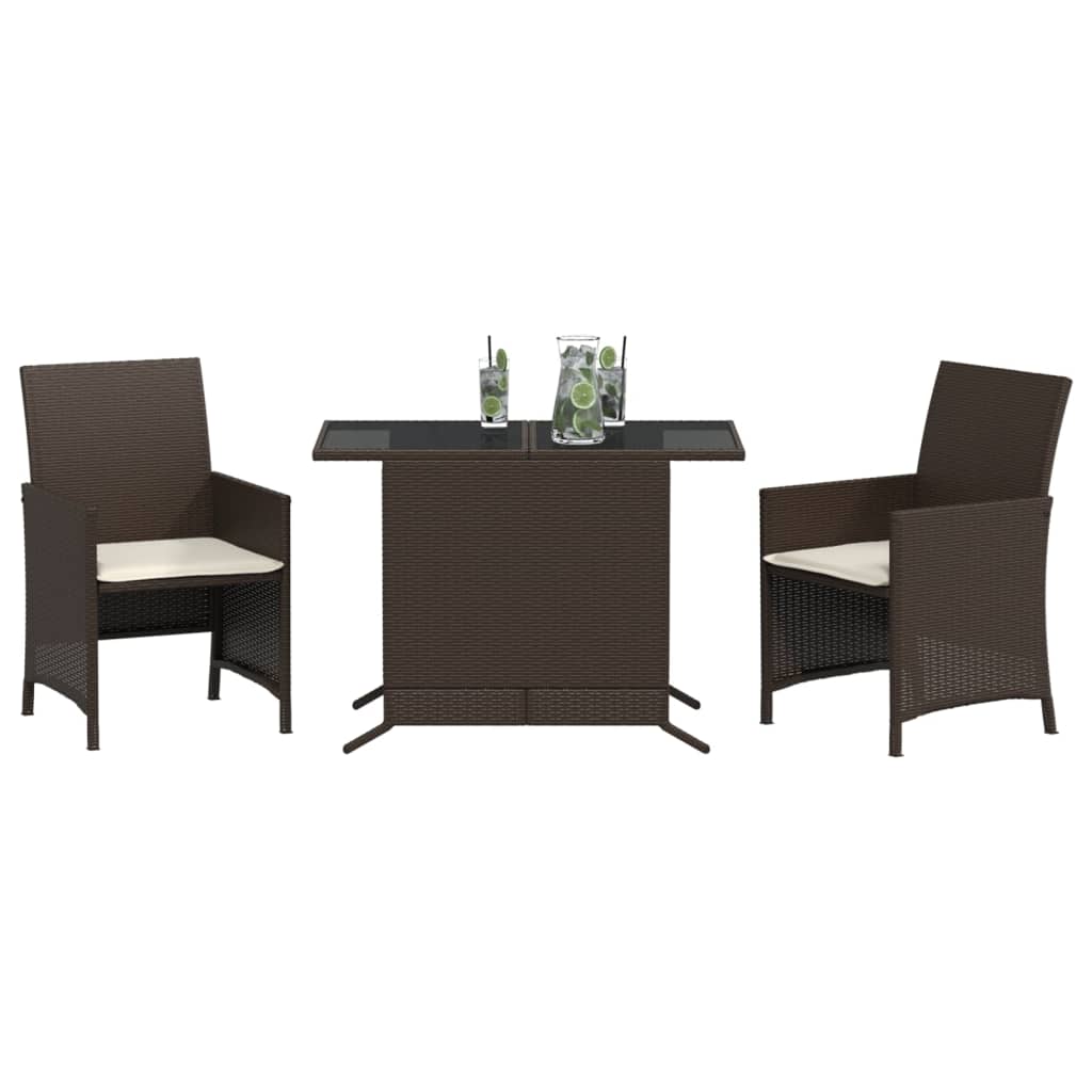 3-Delige Bistroset Met Kussens Poly Rattan Bruin