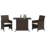 3-Delige Bistroset Met Kussens Poly Rattan Bruin