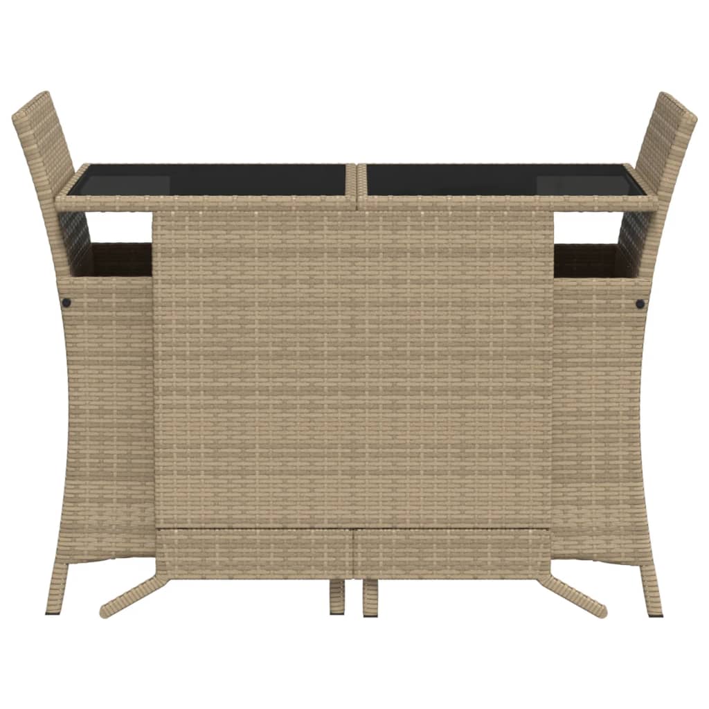 3-Delige Bistroset Met Kussens Poly Rattan Gemengd Beige