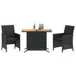 3-Delige Bistroset Met Kussens Poly Rattan Zwart