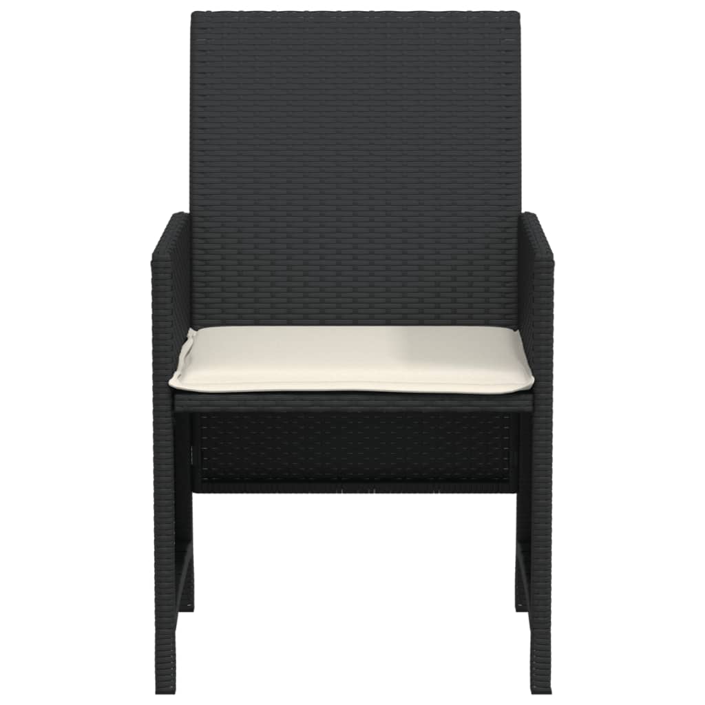 3-Delige Bistroset Met Kussens Poly Rattan Zwart
