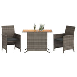 3-Delige Bistroset Met Kussens Poly Rattan Grijs