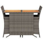3-Delige Bistroset Met Kussens Poly Rattan Grijs