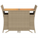 3-Delige Bistroset Met Kussens Poly Rattan Beige