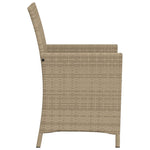 3-Delige Bistroset Met Kussens Poly Rattan Beige