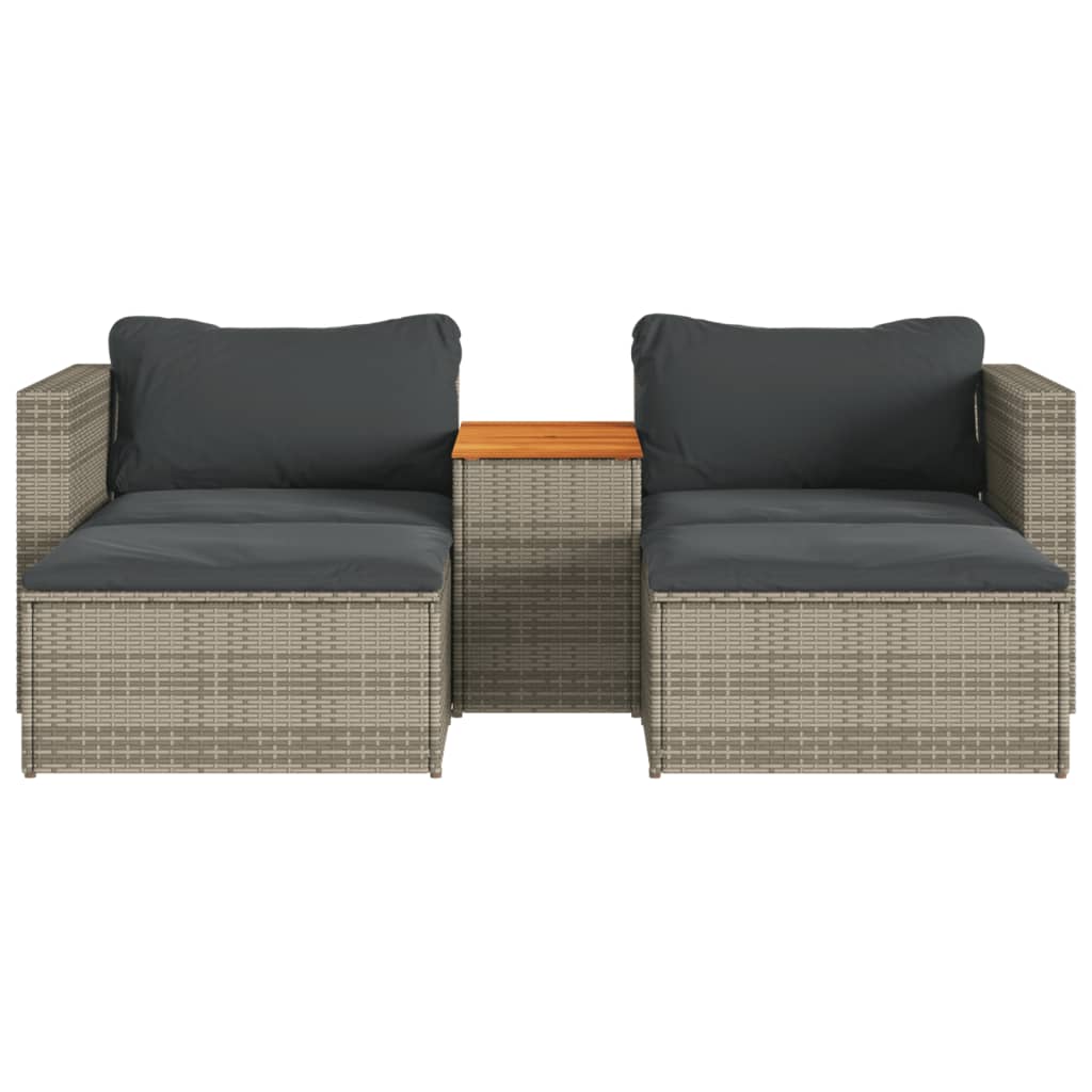 5-Delige Loungeset Met Kussens Poly Rattan Acacia