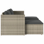 5-Delige Loungeset Met Kussens Poly Rattan Acacia