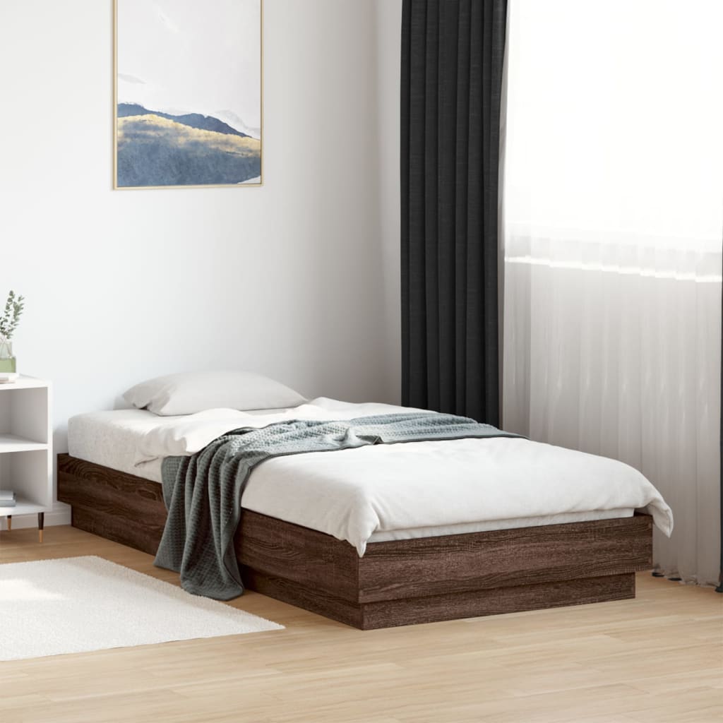 Bedframe Bewerkt Hout Eikenkleurig