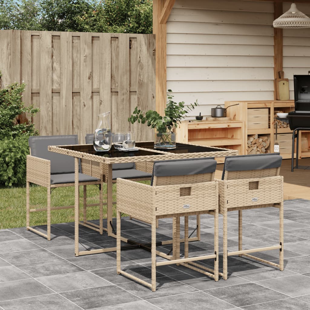 -Delige Tuinset Met Kussens Poly Rattan Gemengd Beige