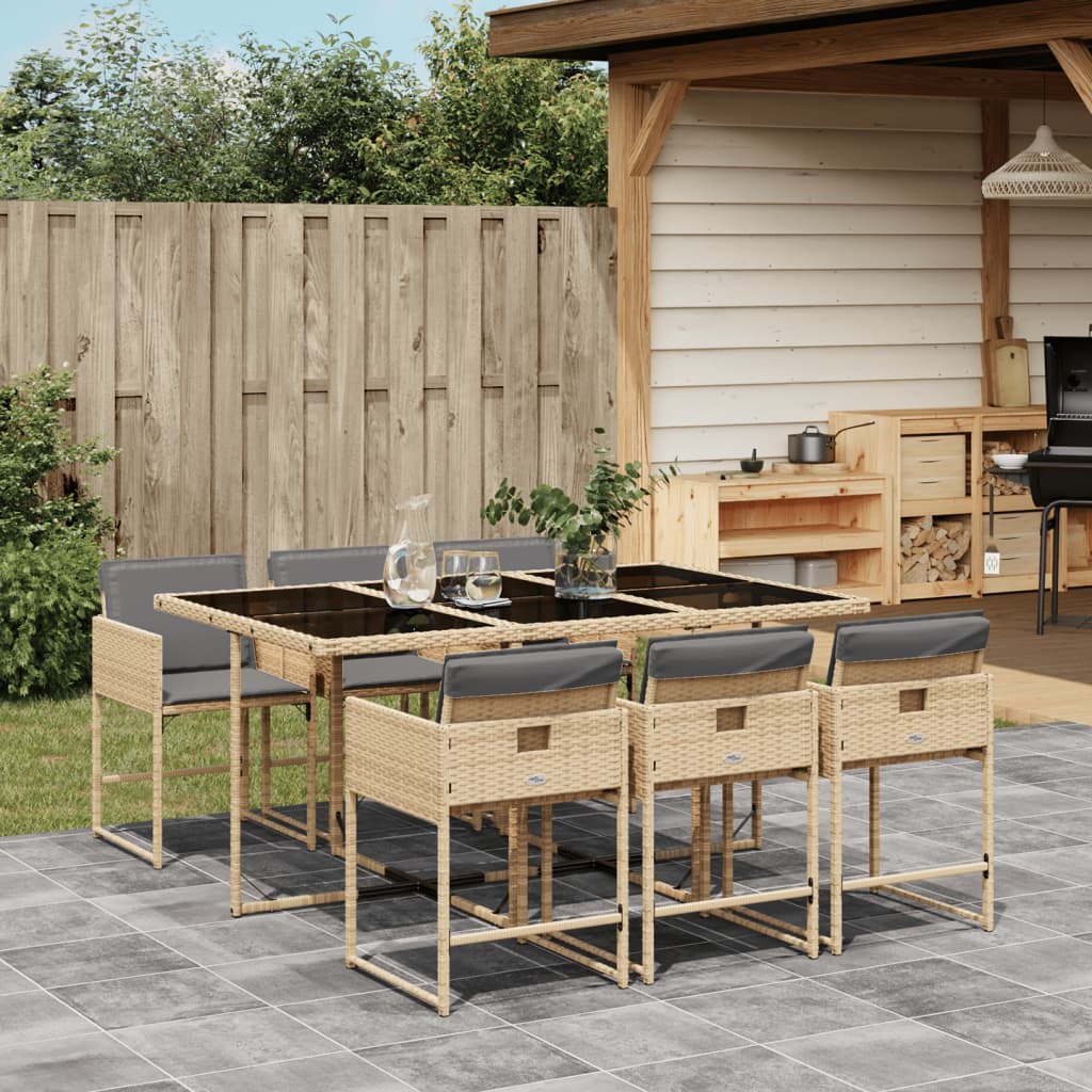 -Delige Tuinset Met Kussens Poly Rattan Gemengd Beige
