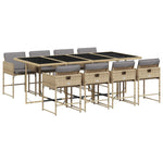 -Delige Tuinset Met Kussens Poly Rattan Gemengd Beige