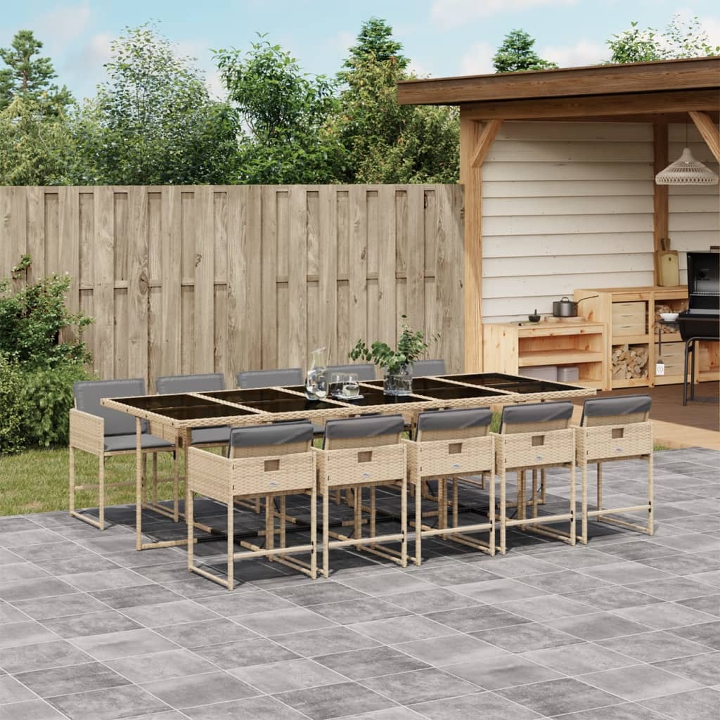 -Delige Tuinset Met Kussens Poly Rattan Gemengd Beige