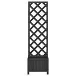 Plantenbak Met Latwerk Massief Vurenhout Zwart