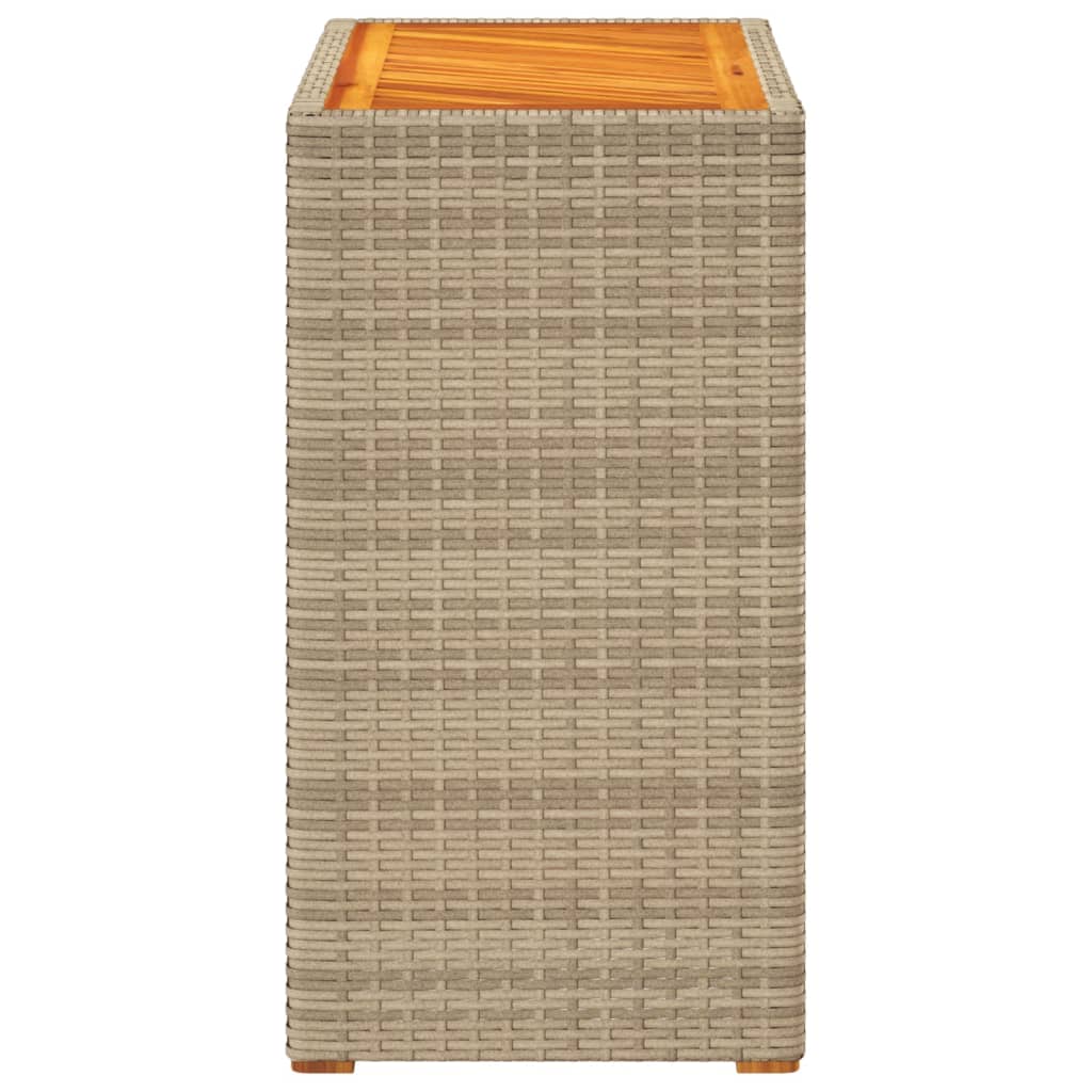 Tuinbijzettafel Met Houten Blad 60X40X75 Cm Poly Rattan Beige
